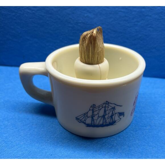 VTG Old Spice Shaving Mug Cup Ship‎ Grand Turk Salem 1786 Shulton USA & Brush - Picture 2 of 8